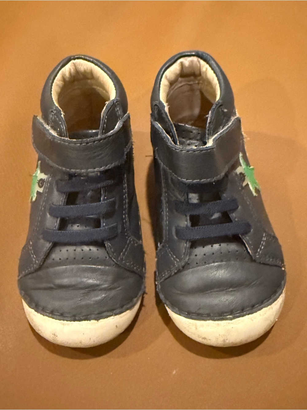 Old Soles Navy Leather High-Top Sneakers with Green Star